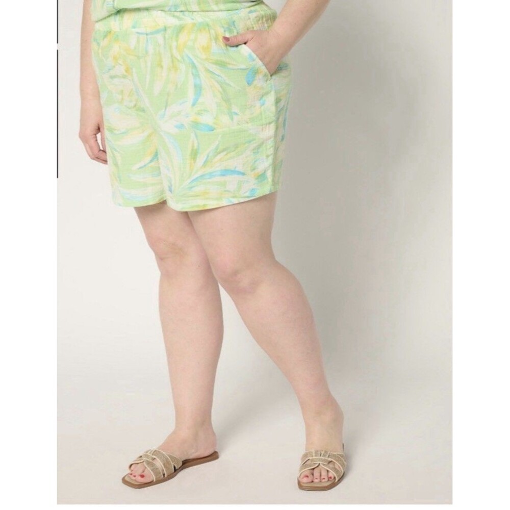Belle Beach by Kim Gravel Palm Beach 100% Cotton Gauze 5" Shorts Sz Large Gelato
